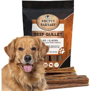 Gullet Sticks for Dogs, All Natural Single Ingredient Beef Jerky Chews, Healthy Beef Gullet Sticks, Naturally Occurring Glucosamine & Chondroitin, Can Help Joint Function for Puppies or Senior Dogs