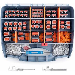 JRready ST6331 Deutsch DTM Connectors kit,2 3 4 6 8 12 Pin Gray Waterproof DTM Connector, Size 20 Stamped Contacts Pin Sockets(16-22 AWG), Seal Plugs