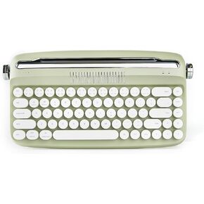 YUNZII Upgraded Wireless Keyboard, Retro Keyboard Typewriter Style with Integrated Stand, USB-C/Bluetooth Keyboard with Cute Round Keycaps for Multi Device for Win/Mac (B309, Sweet Mint)