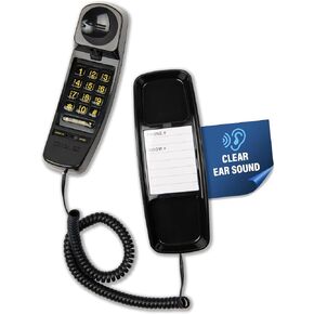 T-4 Full-Featured Trimline Telephone w/Ring/in-Use Light Indicator - Corded Wall Phone w/Full Range Volume Control, Hearing Aid Compatible, Ideal for Hotel, Business & Landline Use- Black