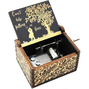 Wooden Music Box, Can't Help Falling in Love Music Box for Wife/Husband/Girlfriend/Boyfriend/Lover, Gift for Christmas, Birthday, Anniversary, Wedding, Valentine's Day