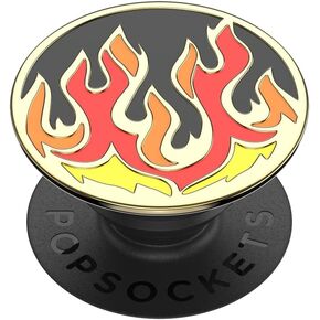 PopSockets Phone Grip and Stand with Swappable Top - Enamel Flame on Black