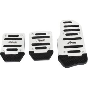 uxcell 3 Pcs Black Silver Tone Car Metal Gas Clutch Brake Nonslip Pedal Cover