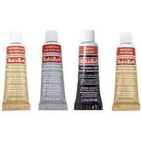 JewelrySupply Rub-N-Buff 4 Color Assortment with Premium Buffing Cloth (Silver Leaf, Antique Gold, Gold Leaf, Ebony)