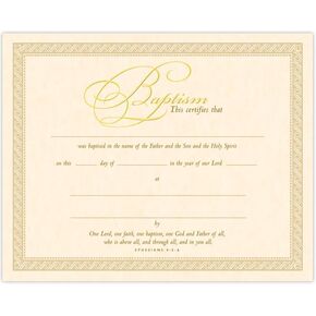 Certificate-Baptism (Parchment-8x10) (Package of 6)