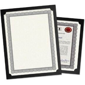 Plain Blue Certificate Holders - Pack of 50, Linen Cover 80 lb. Stock, Single-Sided, Die-Cut Corners, for Office, Business Awards, Graduation, School Diploma Holder, 9-1/2" x 12"