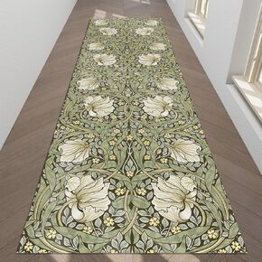 JUST BREATHE Oriental Runner Rug 2x5 for Hallway Washable Laundry Room Rug Runner Soft Thin Area Rugs Runner for Bathroom Kitchen Bedroom Entrance Non Slip Indoor Floor Carpet Beige Green