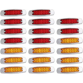 Meerkatt 6.4 Inch Fish Shape Clearance Side Marker Light Clearance Lamp with/Chrome Bezel Turn Signal Trailer Bus 12V DC