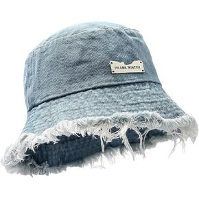 Verdusa Women's Denim Bucket Hat Washed Packable Summer Beach Sun Hats Blue One-Size