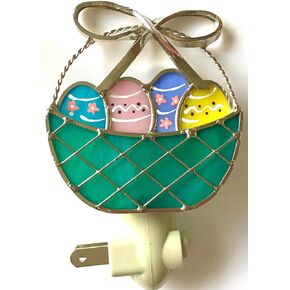 JGS Stained Glass Easter Basket Night Light with Standard Base