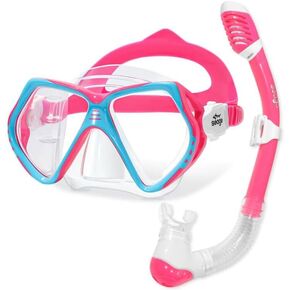 مجموعة Seago Kids Snorkel للأعمار من 6 إلى 14 عامًا قناع السباحة والغطس المضاد للضباب والغطس العلوي الجاف للأولاد والبنات والمراهقين