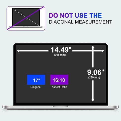 LILIONGTH 17 Inch Laptop Privacy Screen Protector, 16:10 Aspect Privacy Filter Screen Protector for 17" Laptop, Privacy Screen Anti Peeping for HP/Lenovo/Dell/Acer/ASUS in Saudi Arabia