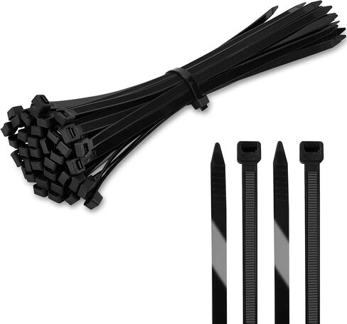 Cable Zip Ties 50 Pack, 12 Inch Self-Locking Nylon Cable Ties, Reusable Black Zip Ties, Cable Cord Management, Multi-Purpose Zip Ties Heavy Duty for Home, Garden, Workshop (0.28 Inch Width) in Saudi Arabia