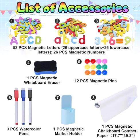 ورق اتصال سبورة مغناطيسية للجدار 39.3 * 17.7 بوصة ملصق ورق حائط سبورة ذاتي اللصق وقشر ملصق جداري مغناطيسي لمكتب المنزل والثلاجة والفصل الدراسي in Kuwait