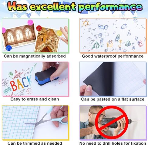 ورق اتصال سبورة مغناطيسية للجدار 39.3 * 17.7 بوصة ملصق ورق حائط سبورة ذاتي اللصق وقشر ملصق جداري مغناطيسي لمكتب المنزل والثلاجة والفصل الدراسي in Kuwait