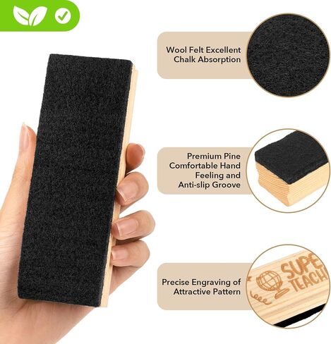 6 Pack Teacher Appreciation Gifts Chalkboard Eraser with Sculpture Thank You Teacher Pattern Pine Wood Chalk Eraser Campus Style Felt Whiteboard Eraser for Teacher Supplies Gift in Saudi Arabia
