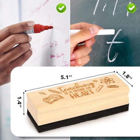 6 Pack Teacher Appreciation Gifts Chalkboard Eraser with Sculpture Thank You Teacher Pattern Pine Wood Chalk Eraser Campus Style Felt Whiteboard Eraser for Teacher Supplies Gift in Saudi Arabia