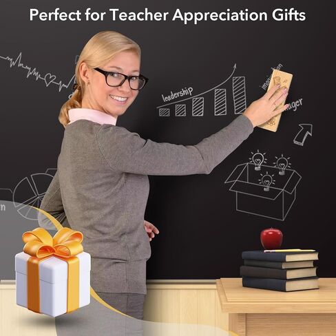 6 Pack Teacher Appreciation Gifts Chalkboard Eraser with Sculpture Thank You Teacher Pattern Pine Wood Chalk Eraser Campus Style Felt Whiteboard Eraser for Teacher Supplies Gift in Saudi Arabia