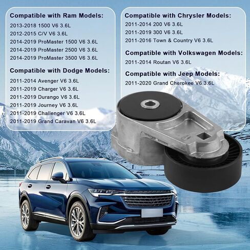 Automatic Belt Tensioner Assembly with Pulley 39282 05184617AD Compatible with Chrysler Town & Country 2011-2016, Dodge Challenger Charger Durango, Jeep Grand Cherokee, Ram 1500, C/V in Saudi Arabia