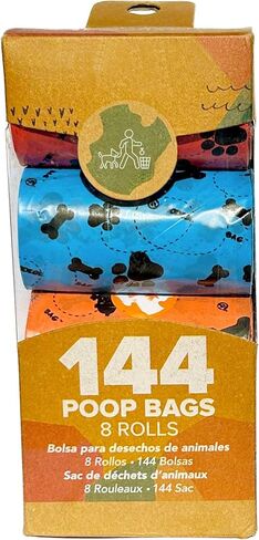 Dog & Cat Pet Poop Bags | 8 Rolls 144 Pieces | Doggy Waste Cleanup for Walks and Outdoor Use | Easy Tear & Leak Proof (8) in Saudi Arabia