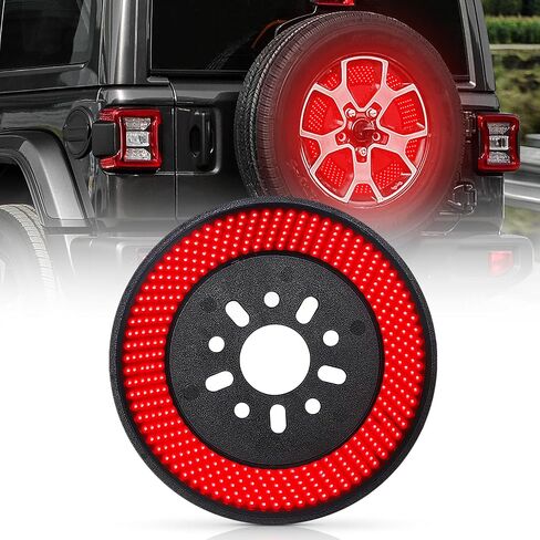 ضوء فرامل الإطارات الاحتياطية، ضوء الفرامل الثالث 405 قطعة LED ضوء العجلة حلقة حمراء فائقة السطوع متوافقة مع 2007-2017 جيب رانجلر JK/JKU و2018-2022 جيب رانجلر JL/JLU in Kuwait