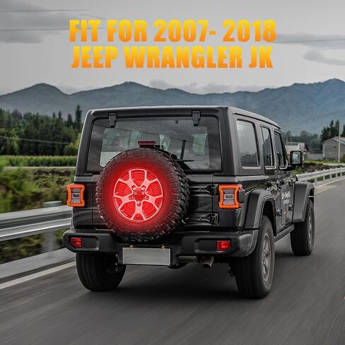 ضوء فرامل الإطارات الاحتياطية، ضوء الفرامل الثالث 405 قطعة LED ضوء العجلة حلقة حمراء فائقة السطوع متوافقة مع 2007-2017 جيب رانجلر JK/JKU و2018-2022 جيب رانجلر JL/JLU in Kuwait