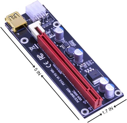 Mailiya 6 Pack PCIe Riser، كابل GPU Riser Express 16x إلى 1x، محول Riser مدعوم مع 4 مكثفات صلبة/RGB LED Light/60 سم USB 3.0 كابل لتعدين BTC/Litecoin Ethereum ETH in Kuwait