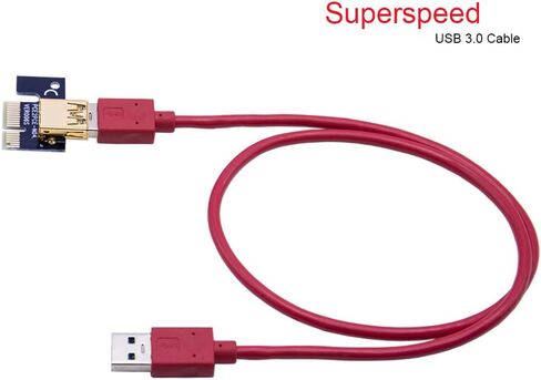 Mailiya 6 Pack PCIe Riser، كابل GPU Riser Express 16x إلى 1x، محول Riser مدعوم مع 4 مكثفات صلبة/RGB LED Light/60 سم USB 3.0 كابل لتعدين BTC/Litecoin Ethereum ETH in Kuwait