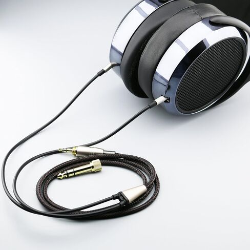 كابل بديل متوافق مع سماعات Hifiman HE4XX، HE-400i (أحدث إصدار مع قابس 3.5 ملم) سماعات الرأس 3.5 ملم و6.35 ملم إلى مقبس ذكر مزدوج 3.5 ملم بطول 1.5 متر/4.9 قدم in Kuwait