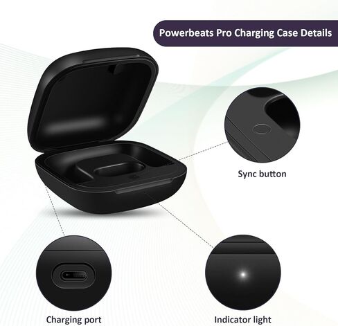 حافظة شحن بديلة من Jinstyles متوافقة مع Powerbeats Pro، حافظة شاحن لاسلكي مع زر مزامنة بلوتوث، بطارية مدمجة 700 مللي أمبير في الساعة، قادرة على الشحن 3 مرات in Kuwait