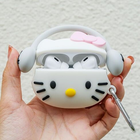 Cartoon Cute Kitty Design Silicone Airpods Pro Case 2019/Airpods Pro 2nd Generation Case with Multi-Function Cleaning Pen in Saudi Arabia