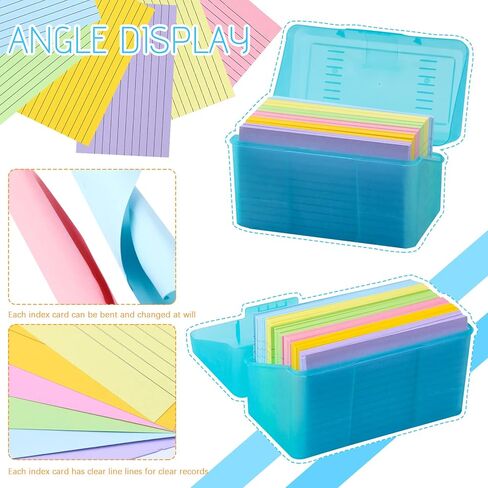 700 ورقة بطاقات فهرسة ملونة مع 2 حامل بطاقات فهرسة، بطاقات فهرسة مسطرة 3 × 5، بطاقات دراسة للتعلم المدرسي واللوازم المكتبية، 6 ألوان in Kuwait
