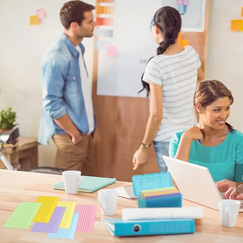 700 ورقة بطاقات فهرسة ملونة مع 2 حامل بطاقات فهرسة، بطاقات فهرسة مسطرة 3 × 5، بطاقات دراسة للتعلم المدرسي واللوازم المكتبية، 6 ألوان in Kuwait