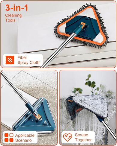 Wall Cleaner with Long Handle, 360° Rotatable Wall Mop, 85“ Baseboard Cleaner Tool Duster for Wall Washer Cleaner Tool for Walls/Dust/Ceiling Fans/Baseboard/Floors, 6 Replacement Pads in Saudi Arabia