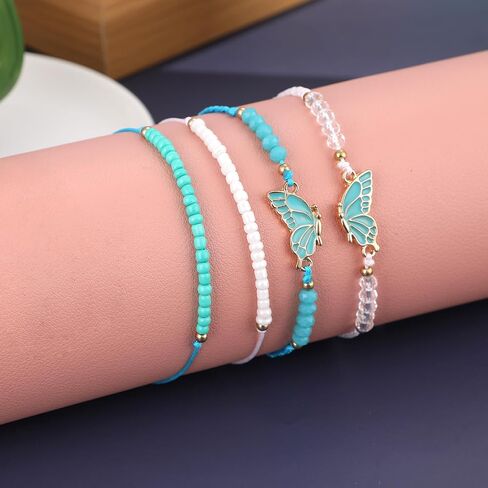 MJartoria BFF أساور ل2-فراشة مطابقة الأساور مجموعة من 4 حبلا قابل للتعديل أفضل أصدقاء سوار الصداقة أساور مجوهرات هدايا للفتيات في سن المراهقة النساء الأزواج in Saudi Arabia