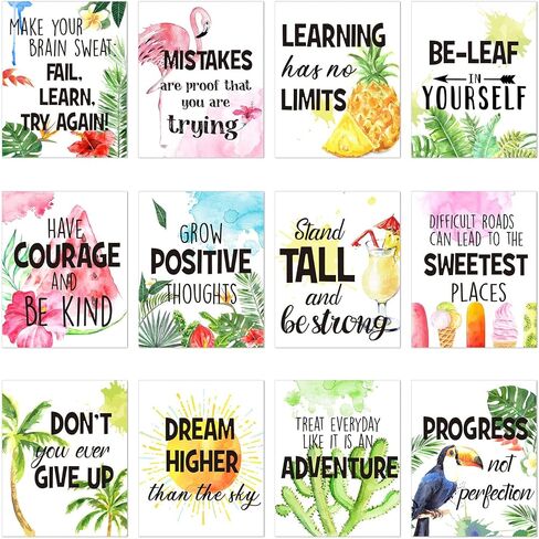 Pajean Pieces Tropical Themed Growth Mindset Posters Bulletin Board Display Set Growth Motivational Positive Sayings Sign Inspirational Quote Wall Art for School Decoration Teacher Supplies in Saudi Arabia