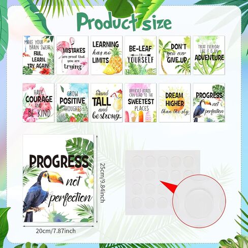 Pajean Pieces Tropical Themed Growth Mindset Posters Bulletin Board Display Set Growth Motivational Positive Sayings Sign Inspirational Quote Wall Art for School Decoration Teacher Supplies in Saudi Arabia