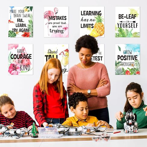 Pajean Pieces Tropical Themed Growth Mindset Posters Bulletin Board Display Set Growth Motivational Positive Sayings Sign Inspirational Quote Wall Art for School Decoration Teacher Supplies in Saudi Arabia