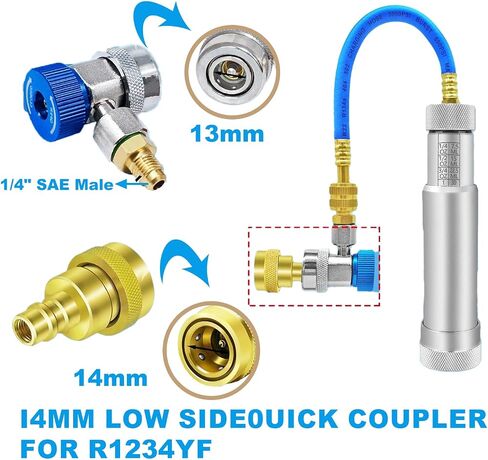 AC Oil Injector,R134A,R1234YF Quick Coupler Refrigerant A/C Dye Injector Kit with Oil Checkers(for R134A/R1234YF Refrigerant System) in Saudi Arabia