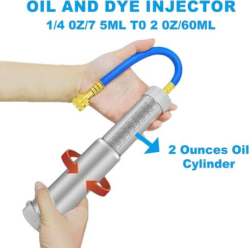 AC Oil Injector,R134A,R1234YF Quick Coupler Refrigerant A/C Dye Injector Kit with Oil Checkers(for R134A/R1234YF Refrigerant System) in Saudi Arabia