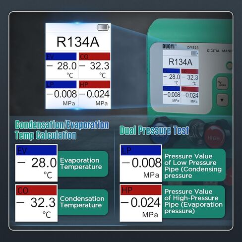 المقاييس الرقمية HVAC 92 مجموعة إعادة شحن غاز التبريد، مقاييس المنوعات الرقمية، اختبار ضغط الهواء وضيق الهواء، مجموعة قياس المنوع الرقمي، مقاييس التكييف مع خراطيم لأجهزة قياس التبريد r134a/r410a in Kuwait