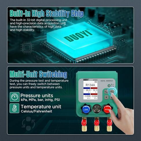 المقاييس الرقمية HVAC 92 مجموعة إعادة شحن غاز التبريد، مقاييس المنوعات الرقمية، اختبار ضغط الهواء وضيق الهواء، مجموعة قياس المنوع الرقمي، مقاييس التكييف مع خراطيم لأجهزة قياس التبريد r134a/r410a in Kuwait