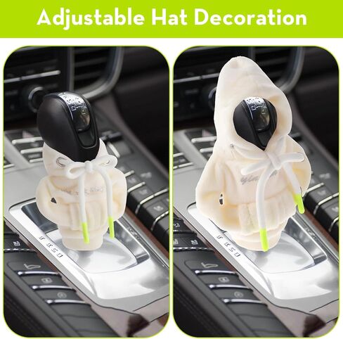 Shifter Hoodie Gear Shift Cover Gear Shift Hoodie Universal Car Shift Knob Hoodie 4.7 Inch Funny Hoodie Car Mini Hoodie for Car Shifter Gear Stick Hoodie Protector Decoration (Milky White) in Saudi Arabia