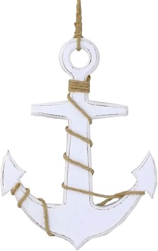 The Bridge Collection White Wood Anchor Wall Decor - Wooden Hanging Rustic Anchor Decor - Nautical Anchor Decorations for Coastal, Nautical Beach Decor in Saudi Arabia