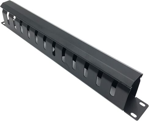 10Gtek 1U 19" Cable Manager Horizontal Rack Mount 24 Slot Metal Finger Duct Wire Organizer with Cover and Mounting Screws for Server Rack in Kuwait
