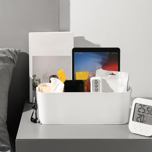 Bedside Hanging Storage Basket with Hooks, Bedside Organizer Storage Caddy Hanging for Dormitory Office Living Room Bunk Bed Shelf (White) in Saudi Arabia
