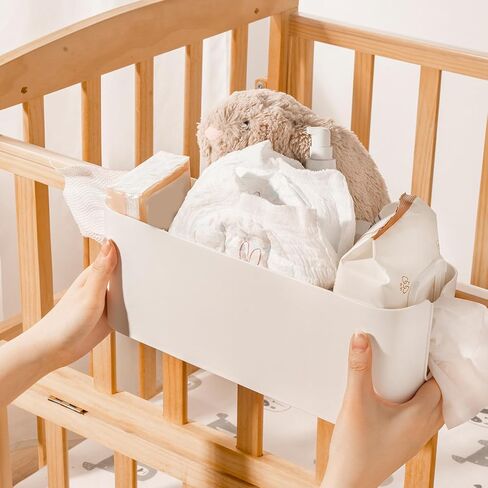 Bedside Hanging Storage Basket with Hooks, Bedside Organizer Storage Caddy Hanging for Dormitory Office Living Room Bunk Bed Shelf (White) in Saudi Arabia