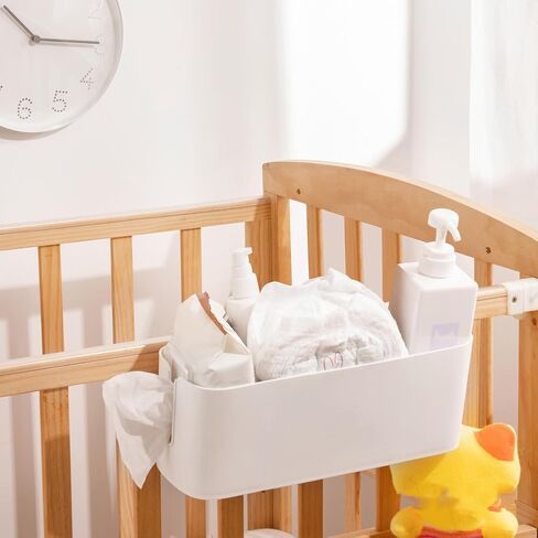 Bedside Hanging Storage Basket with Hooks, Bedside Organizer Storage Caddy Hanging for Dormitory Office Living Room Bunk Bed Shelf (White) in Saudi Arabia