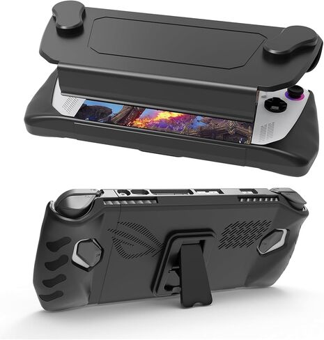 حافظة حماية كاملة من Grathia لجهاز ASUS Rog Ally مع غطاء أمامي قابل للفصل، وواقي مضاد للصدمات لوحدات التحكم مع حامل مدمج، وتصميم غير قابل للانزلاق ومضاد للخدش باللون الأسود in Kuwait