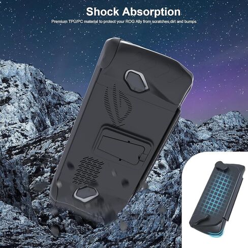 حافظة حماية كاملة من Grathia لجهاز ASUS Rog Ally مع غطاء أمامي قابل للفصل، وواقي مضاد للصدمات لوحدات التحكم مع حامل مدمج، وتصميم غير قابل للانزلاق ومضاد للخدش باللون الأسود in Kuwait